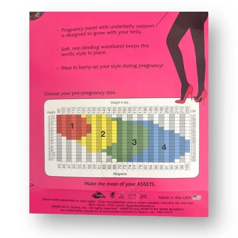 Assets Sara Blakely Maternity Opaque‎ Patterned Tights Black Underbelly Support
